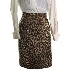 Coquette Michael Kors Leopard Womens 8P Polished Retro Pencil  Zip Back Skirt